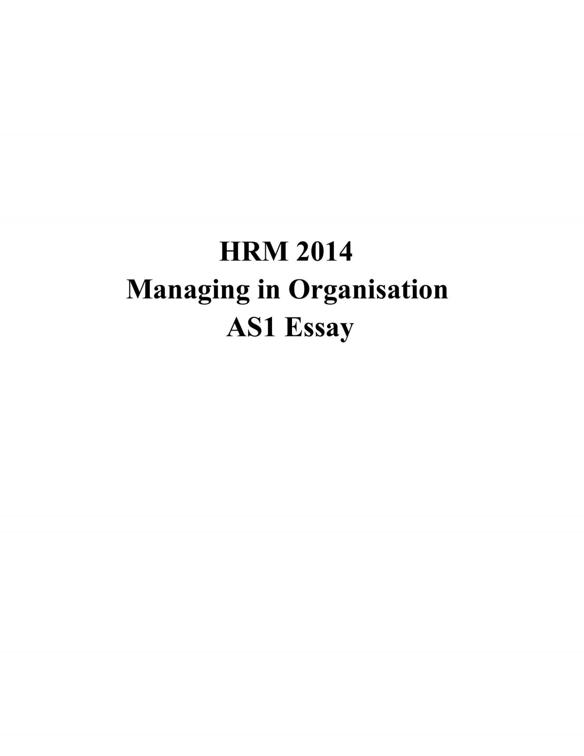 Managing in organisations essay  - Page 1