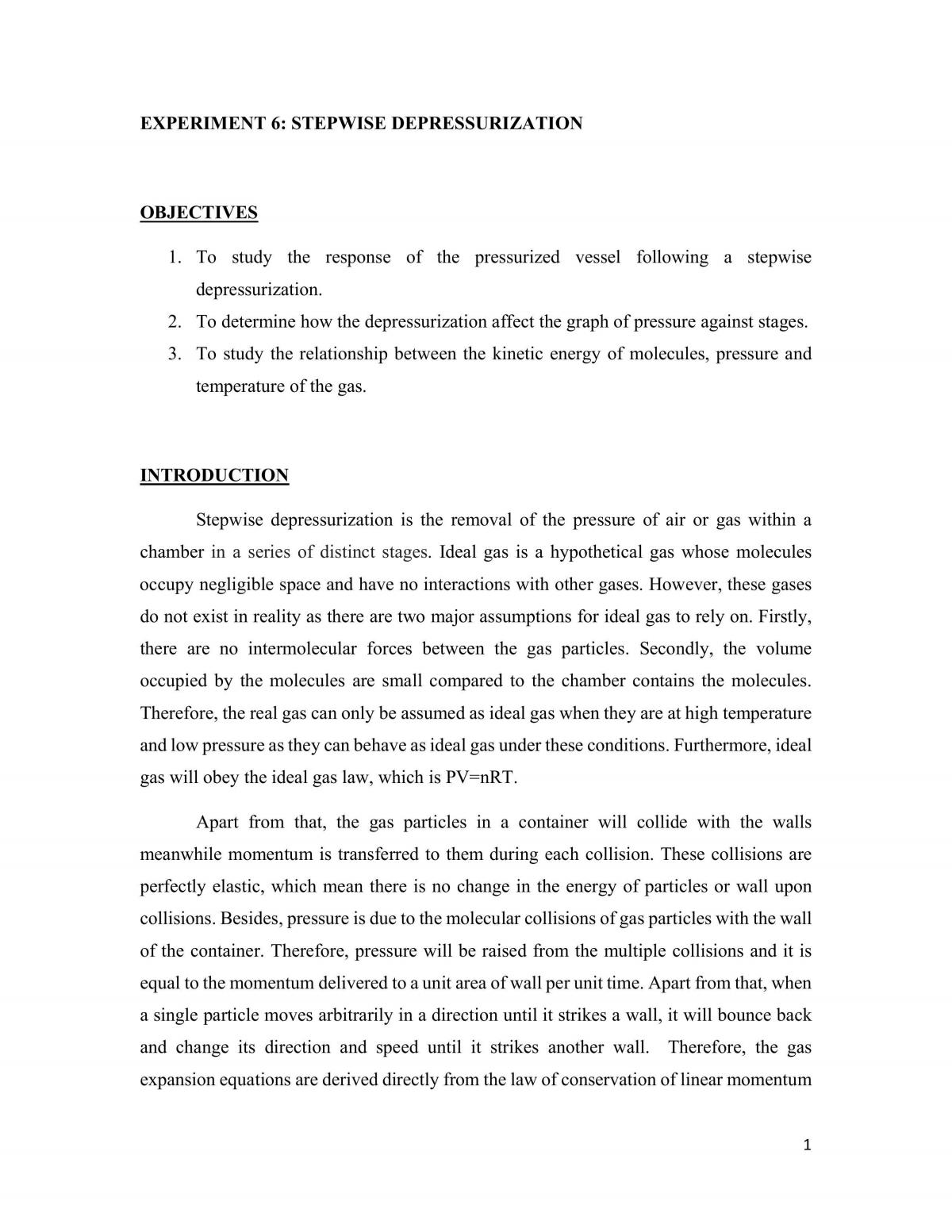 Stepwise Depressurization - Experiment - Page 1