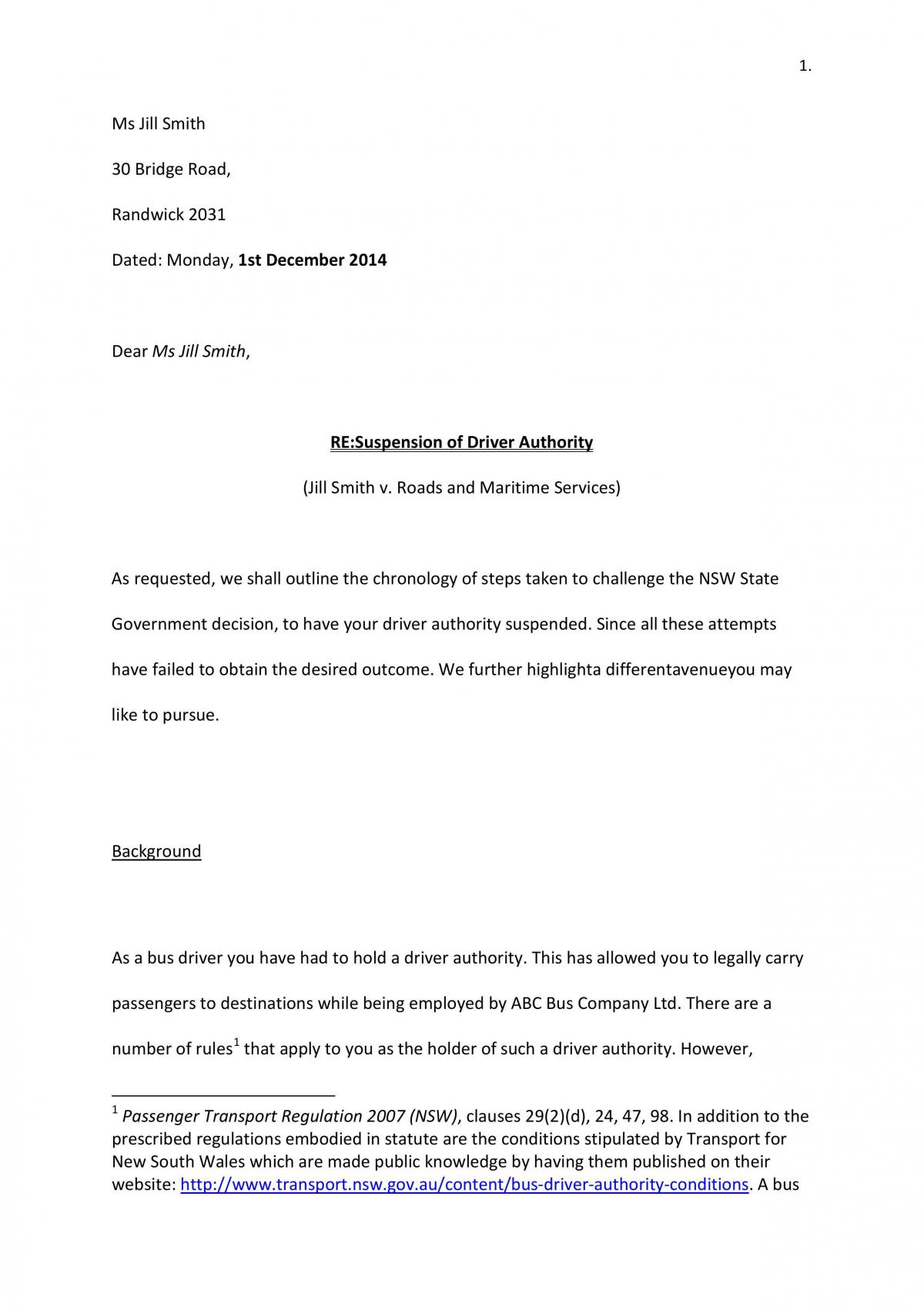 Letter of Advise  - Page 1