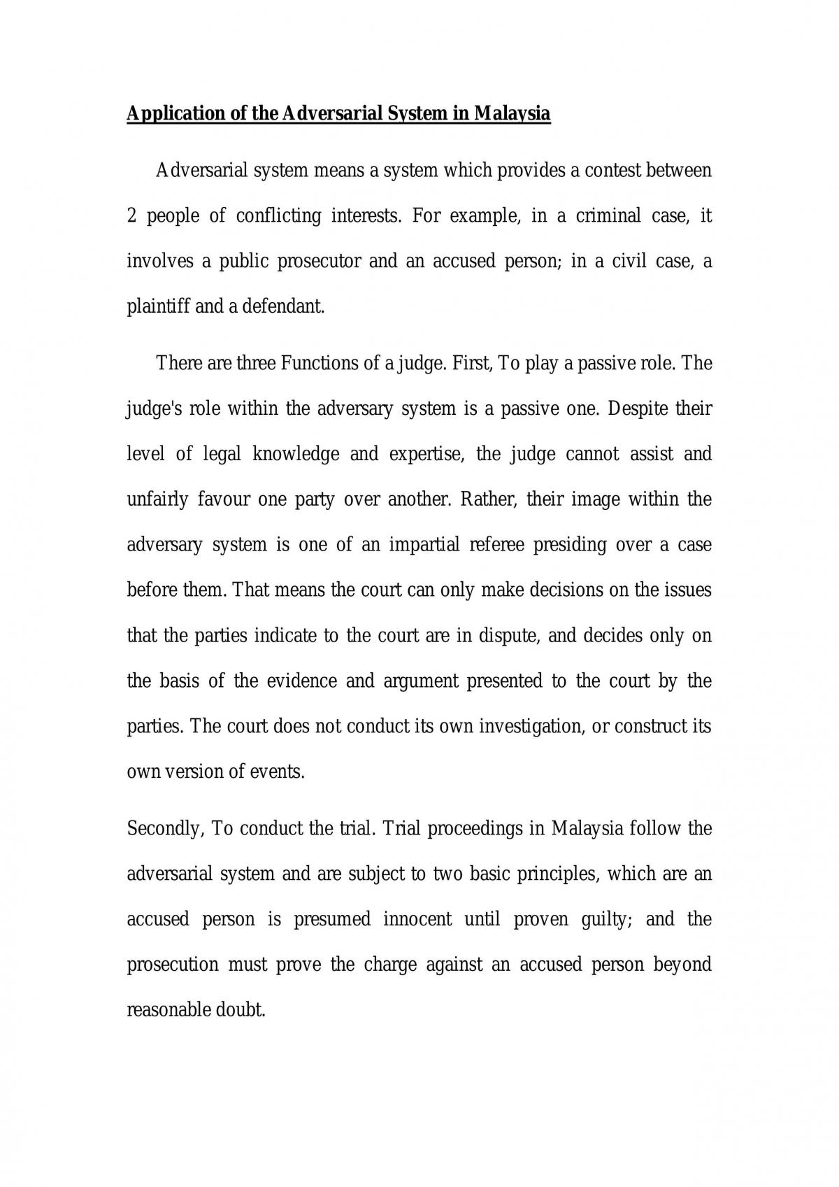 Application of the Adversarial System in Malaysia - Page 1