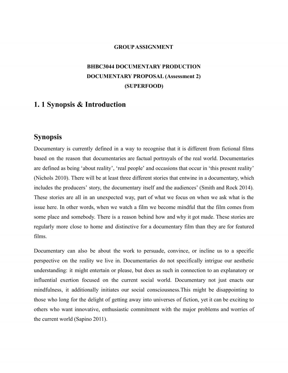 Group assignment - Superfood documentary proposal - Page 1