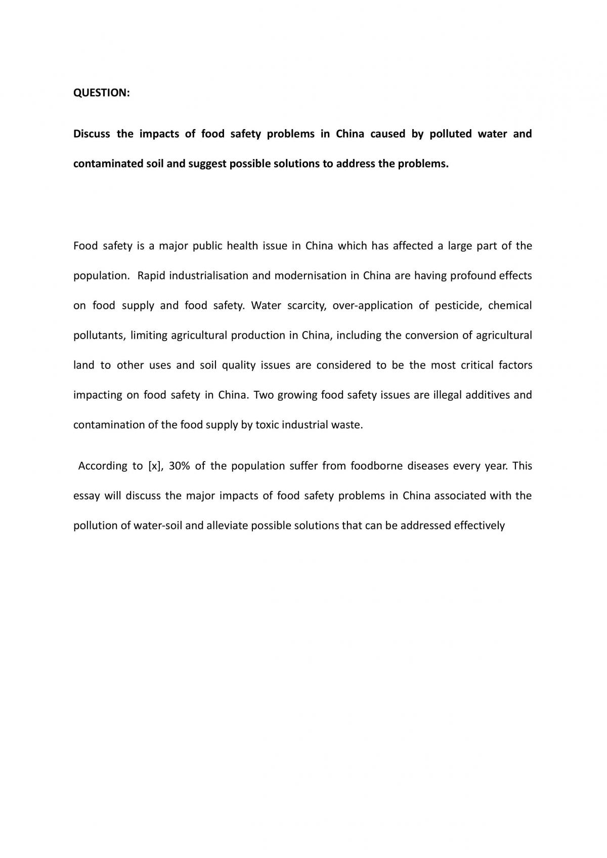food safety issues essay