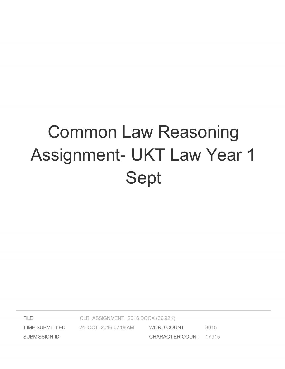 Common law reasoning assignment - Page 1