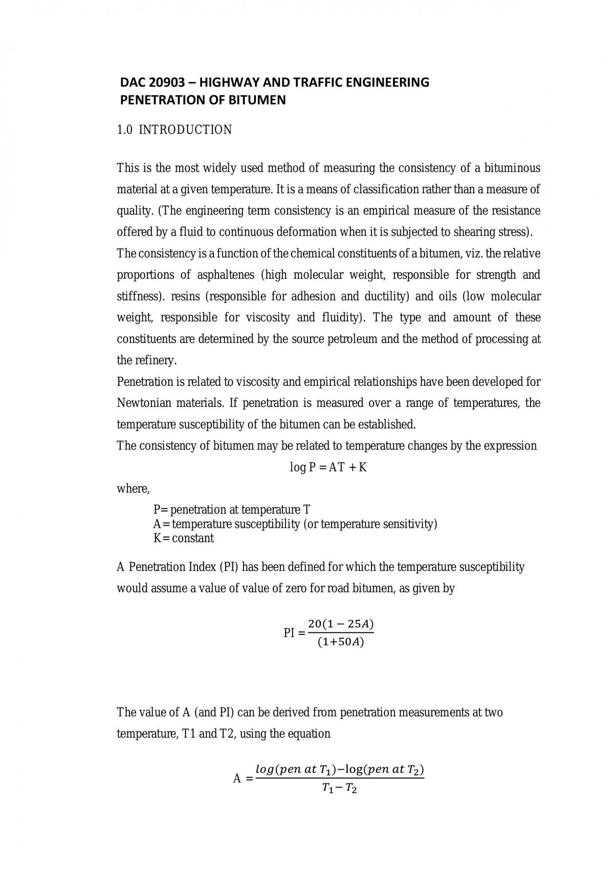 Penetration Of Bitumen - Page 1