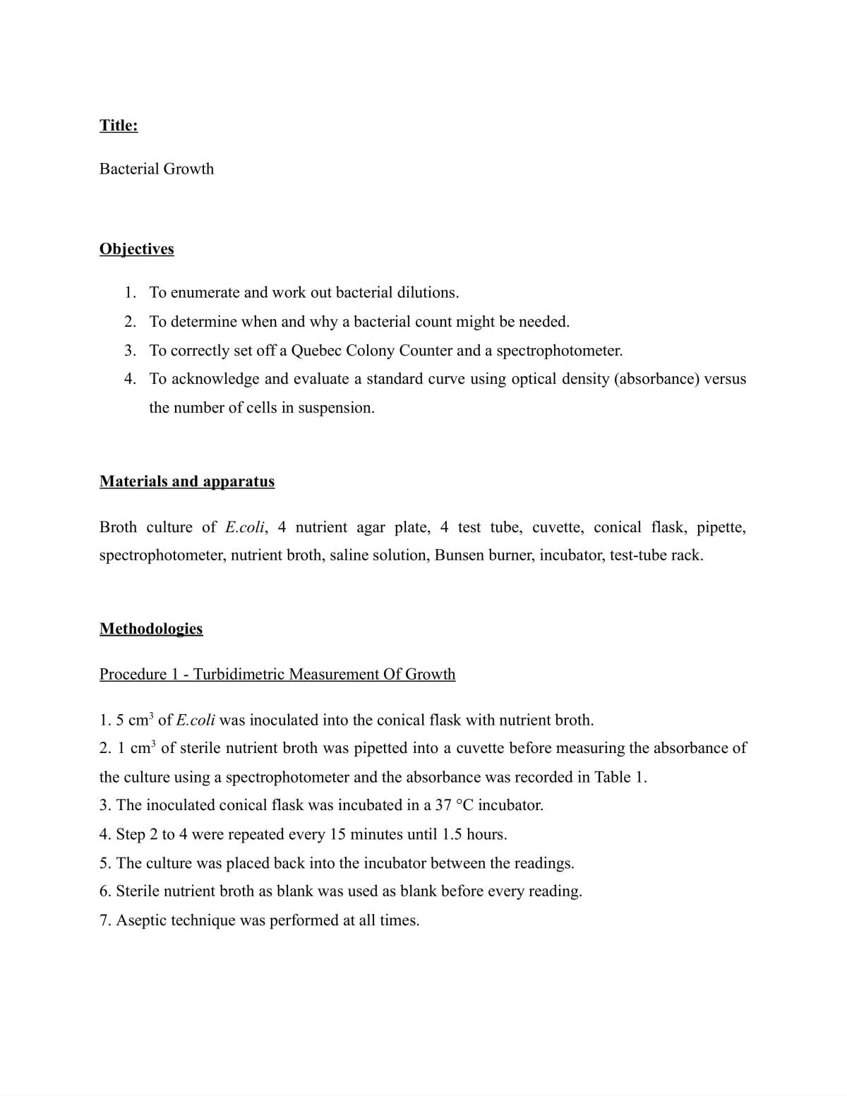 Bacterial Growth  - Page 1