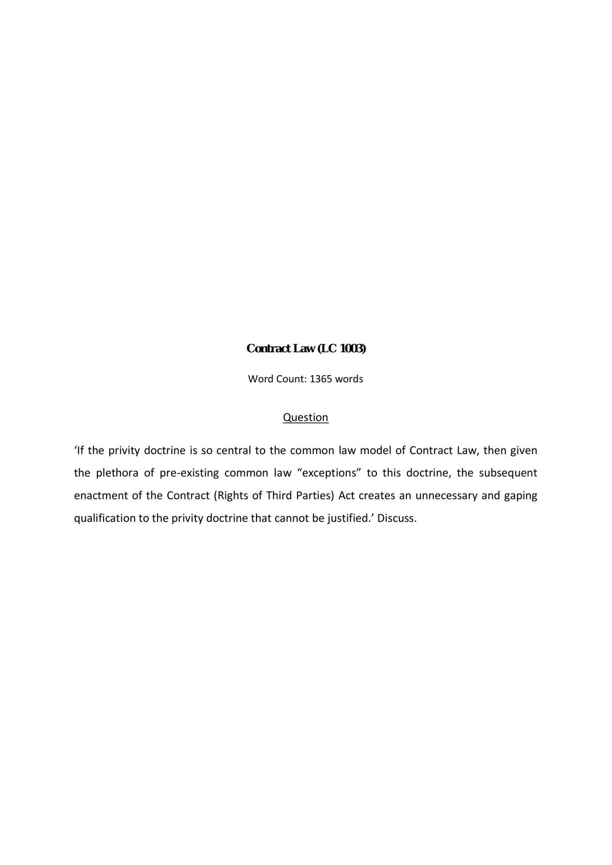 Contract Law Essay  - Page 1