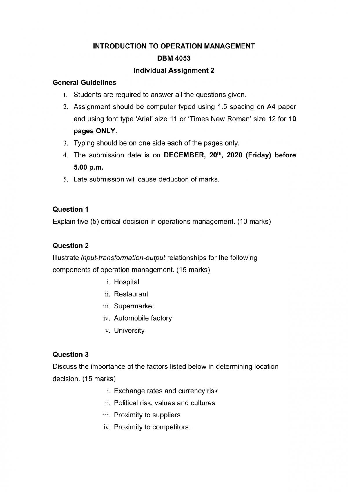 OM (Individual assignment 2) - Page 1