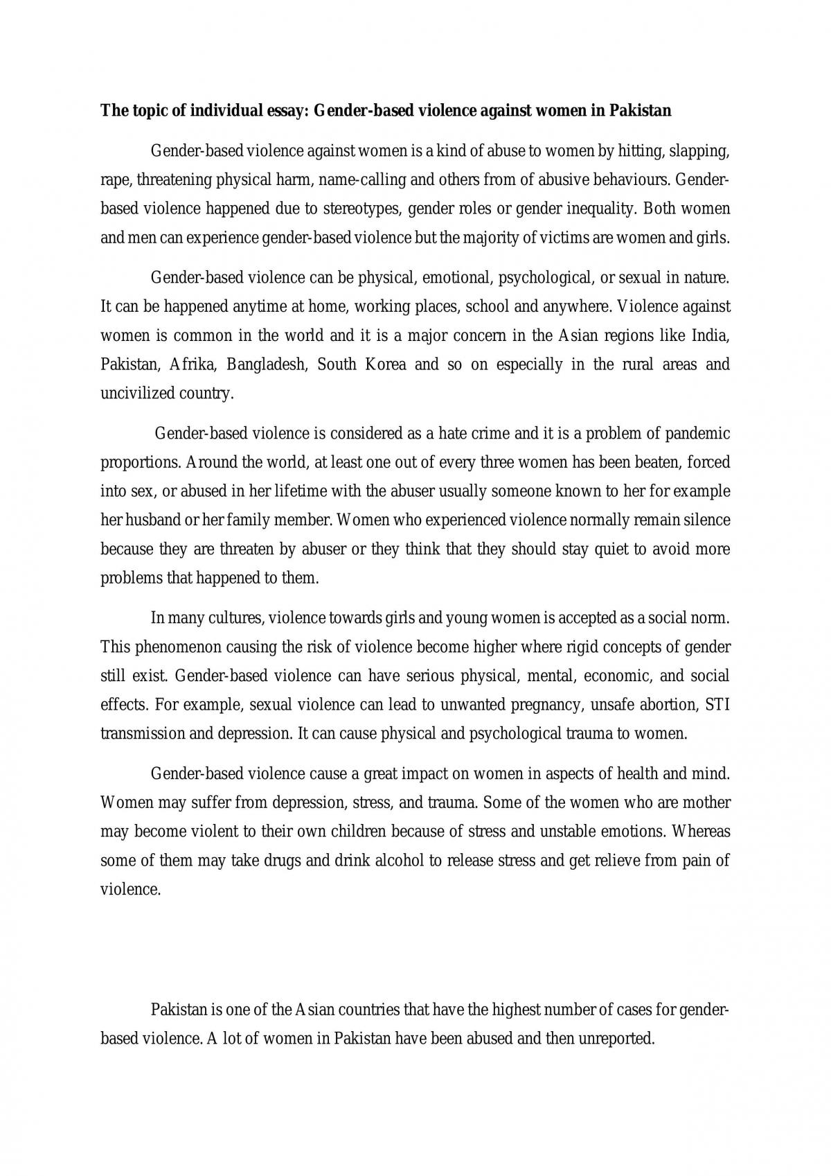 gender based violence essay 200 words pdf