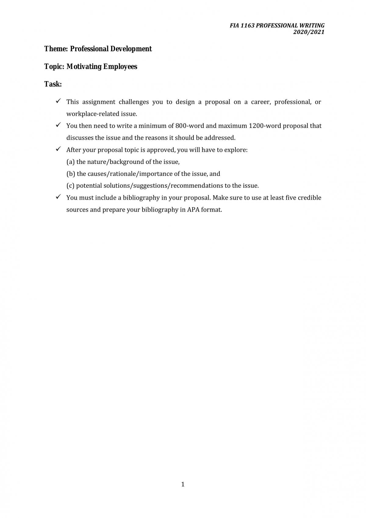 Professional Writing Assignment  - Page 1