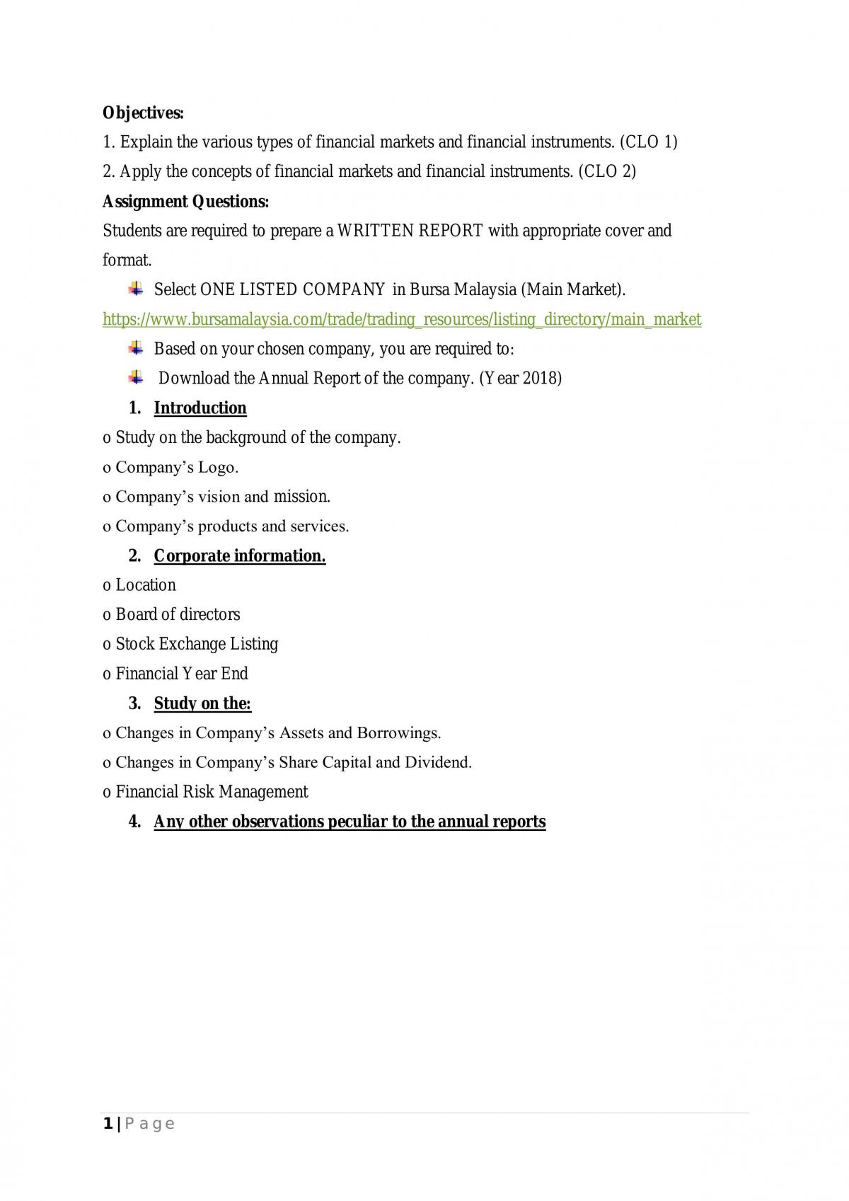Finance Assignment - Page 1