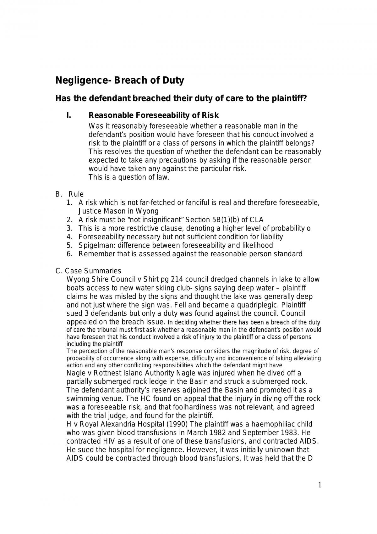 Torts Summary - Page 1