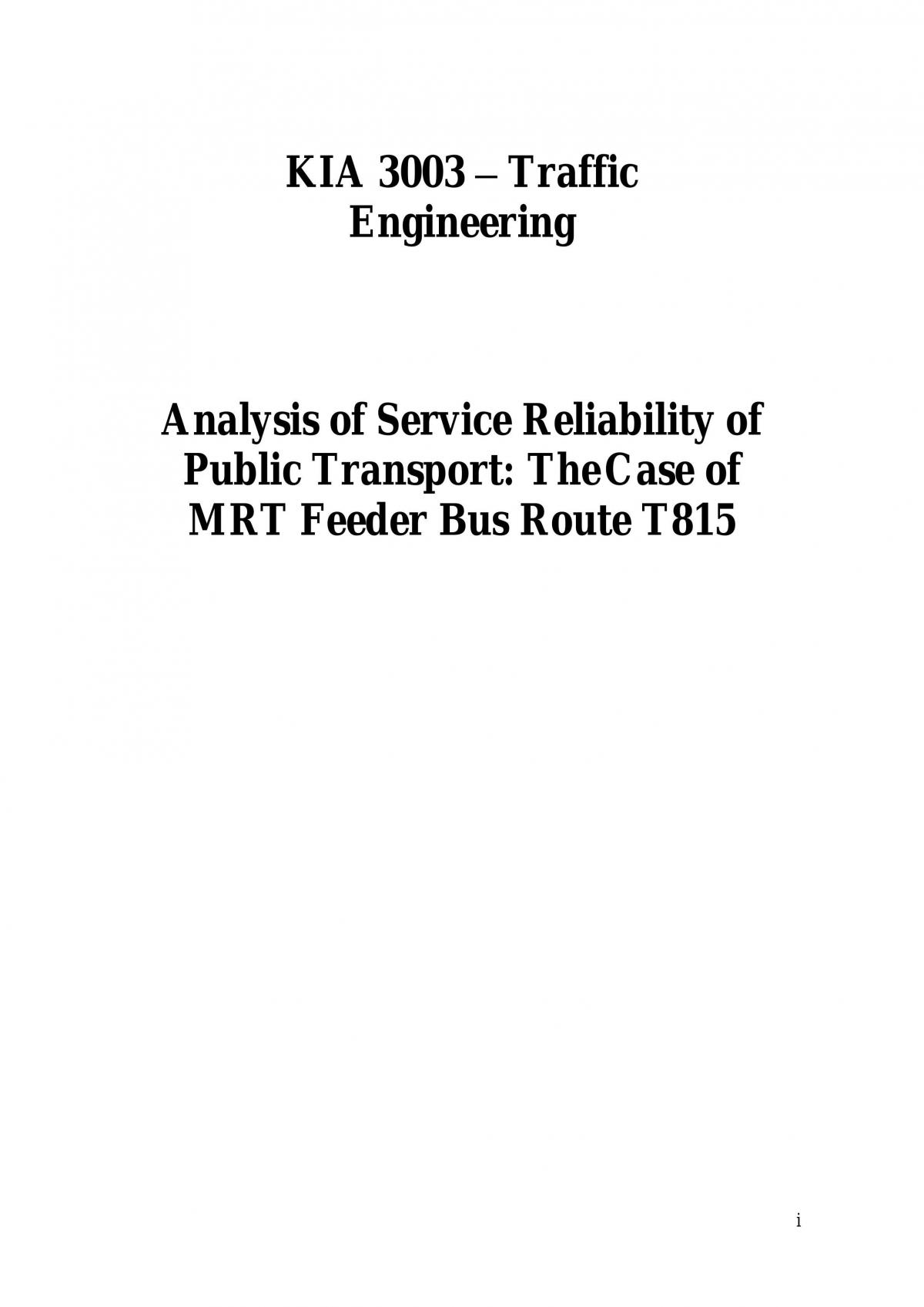 Assignment of Traffic Engineering - Page 1
