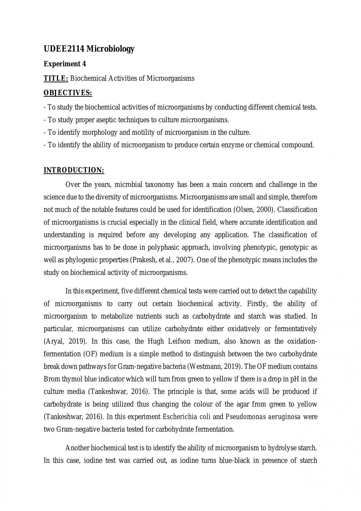 Biochemical Activities of Microorganisms - Page 1