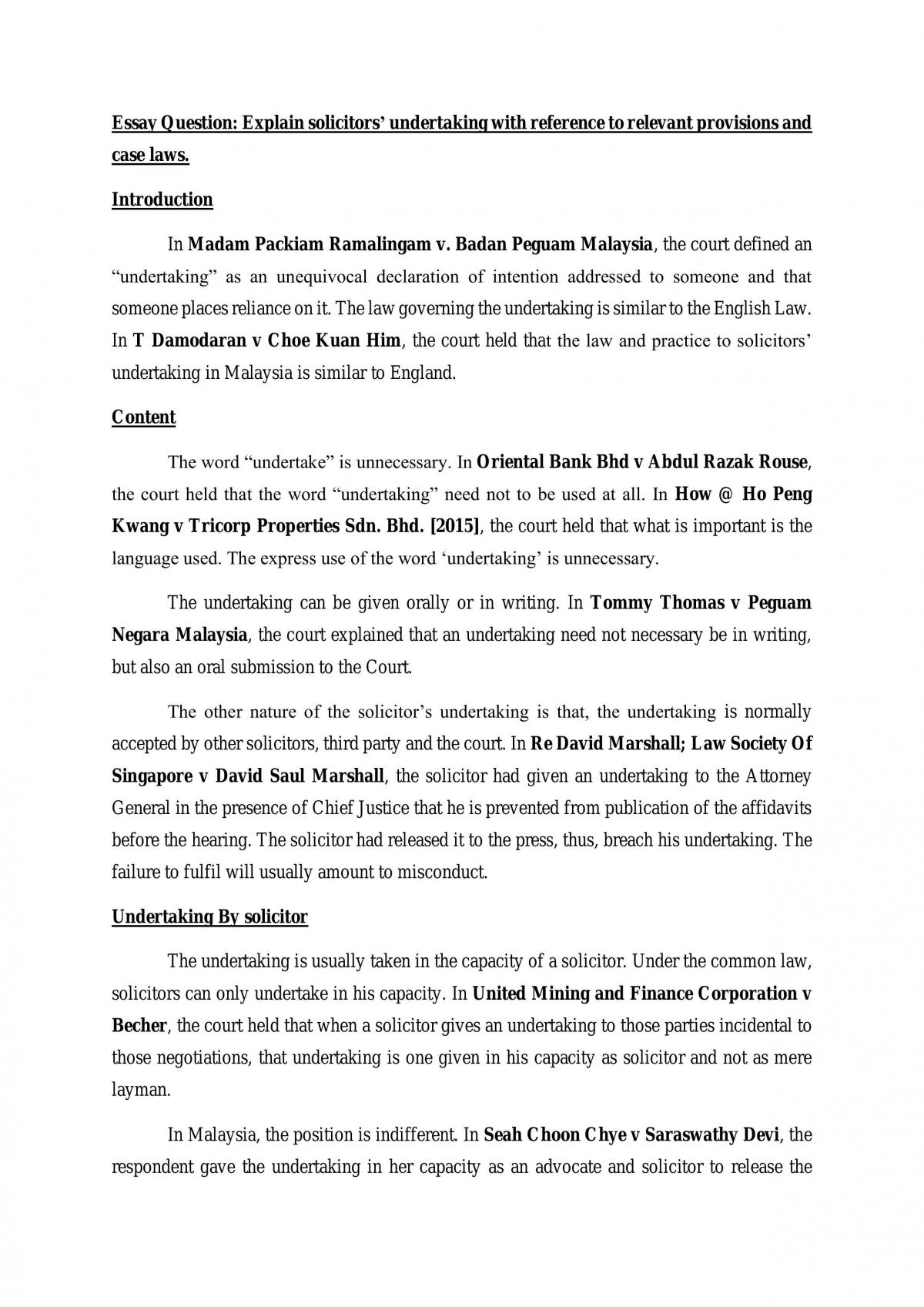Solicitors Undertaking - Page 1