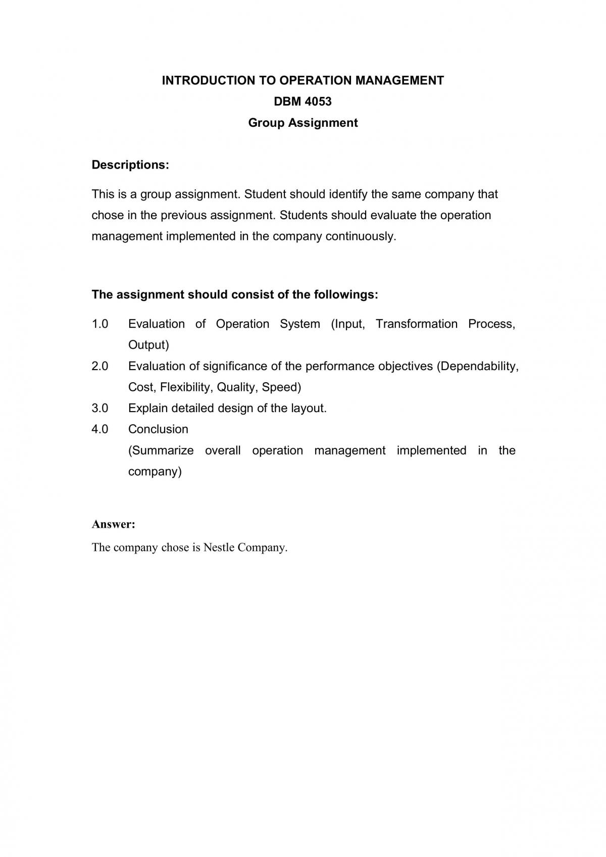 OM group assignment 2 - Page 1