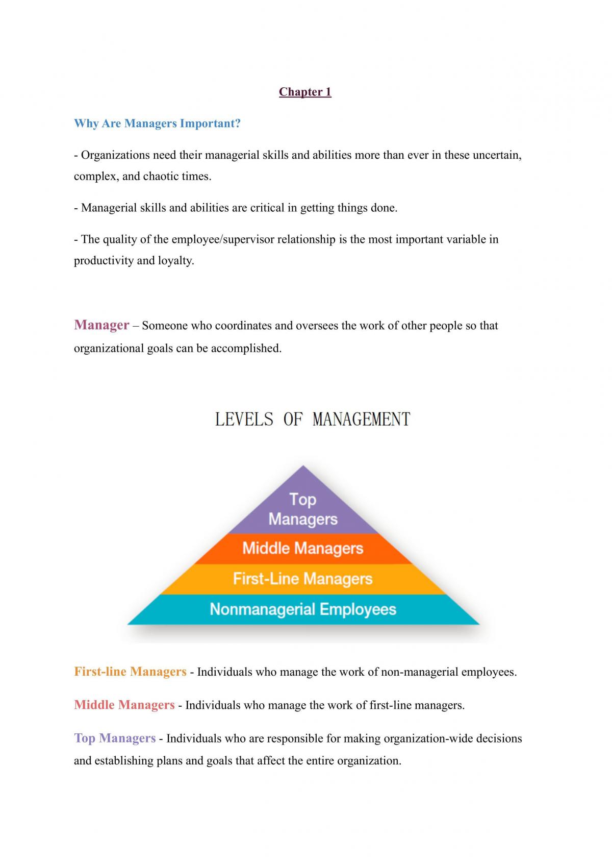 Notes on management chapters 1-4 - Page 1