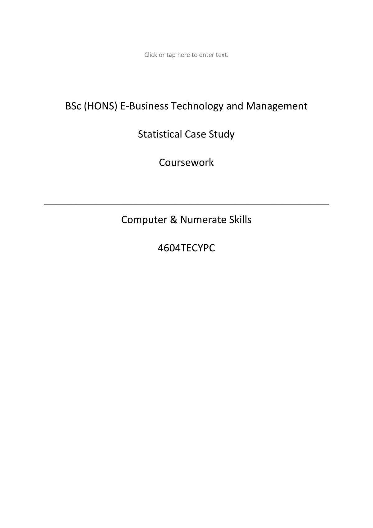 Statistical Case Study  - Page 1