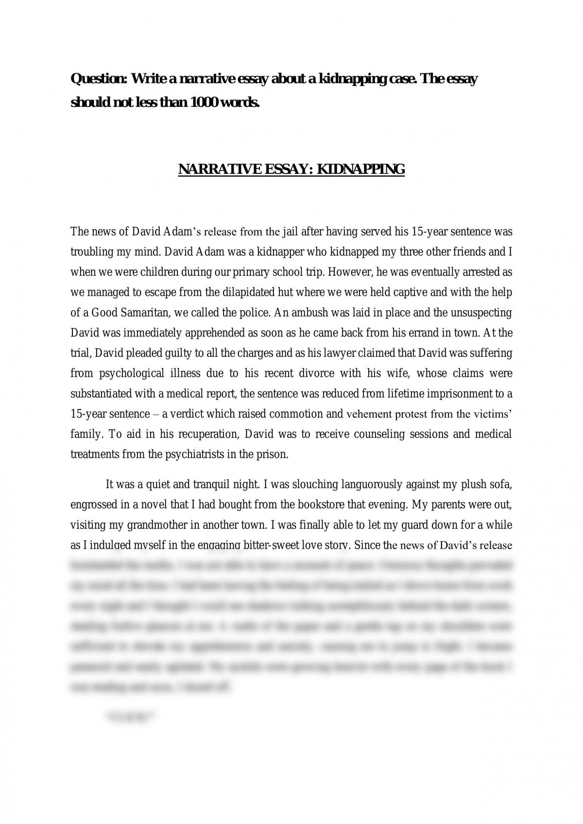 kidnapped story essay