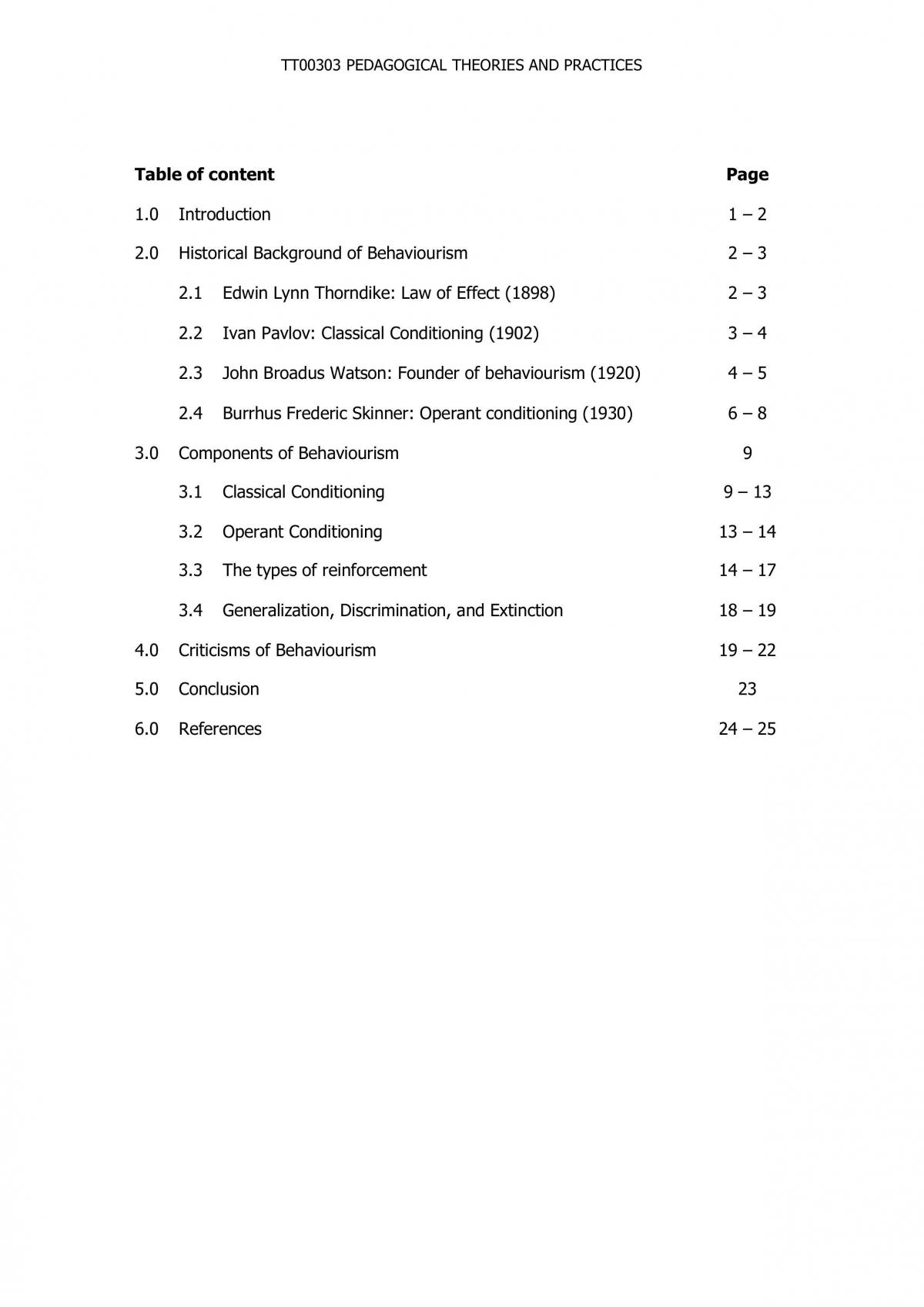 Learning Theory: Behaviourism - Page 1