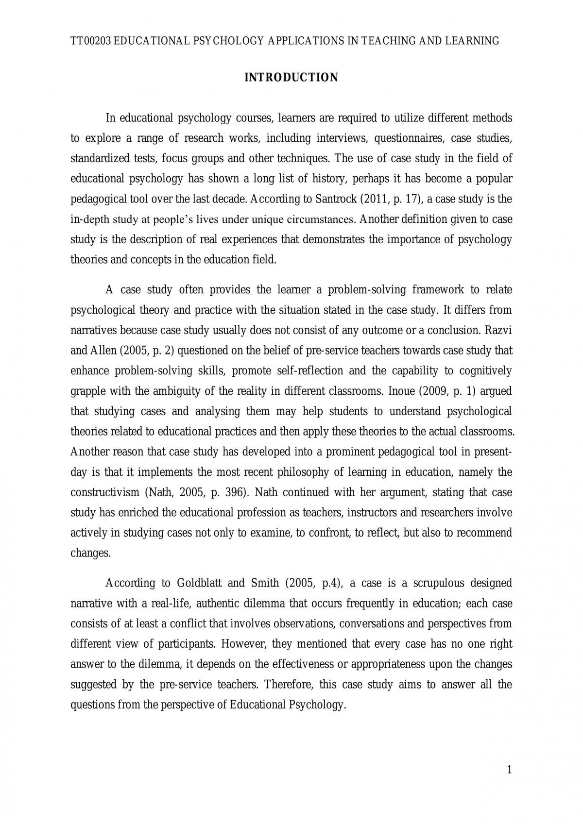 Case Study On Self Esteem Enhancement Program TT00203 Educational