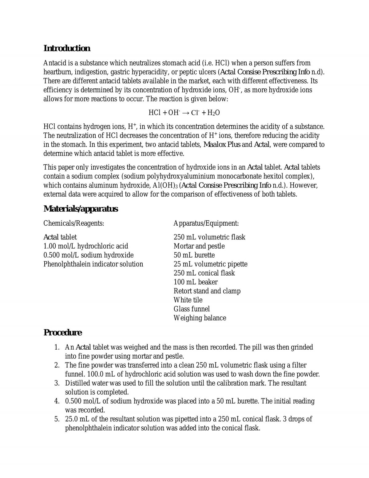 Actal Experiment - Page 1