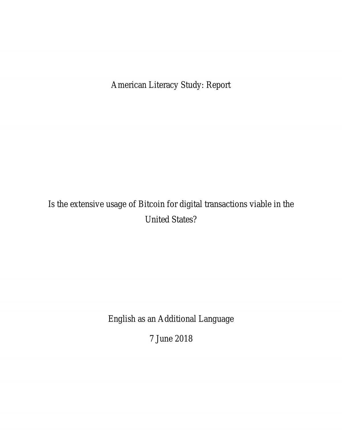 American Literacy Study: Report - Page 1