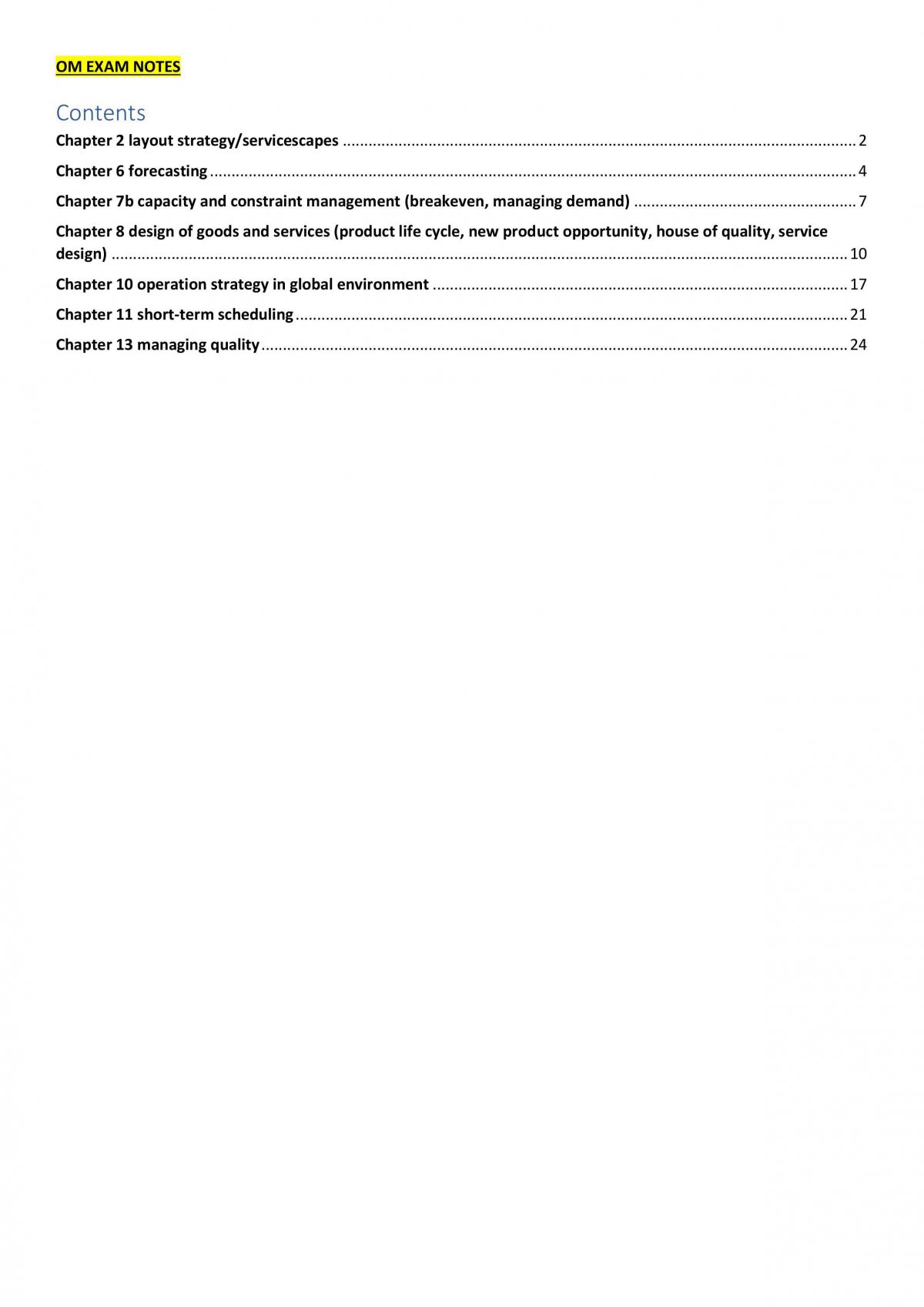 Operations Management Notes - Page 1