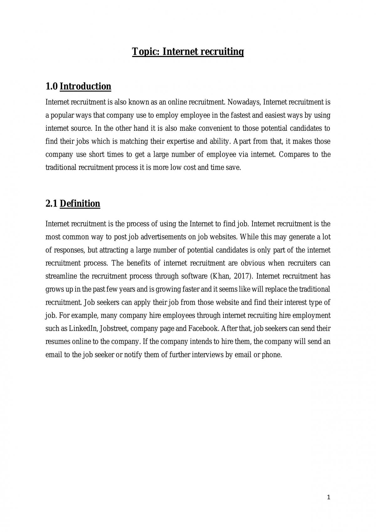 Report - Internet Recruiting In The World - Page 1