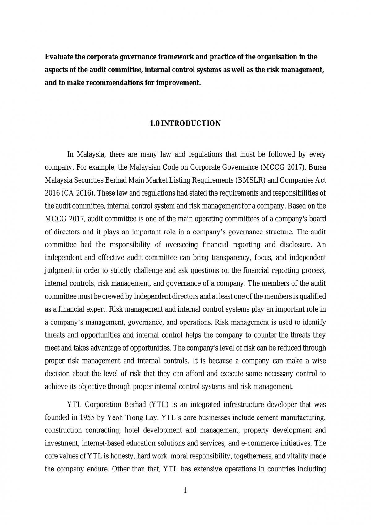 Corporate Governance Ethics Group Assignment - Page 1