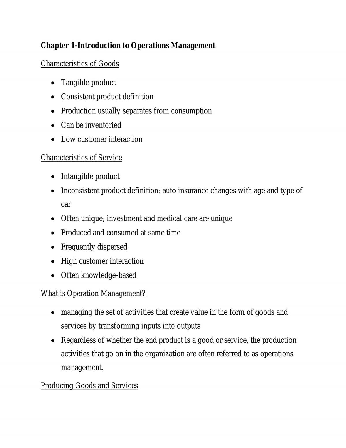 Operations management notes - Page 1