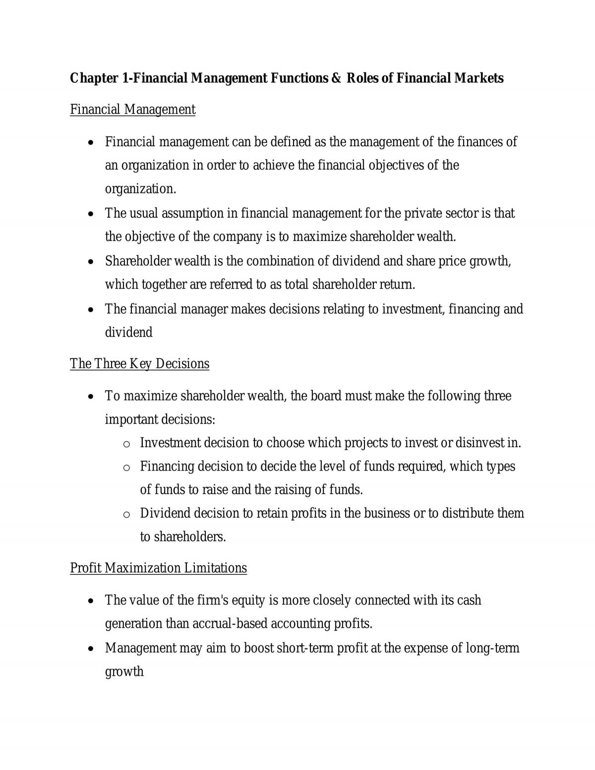 Financial Management Notes - Page 1