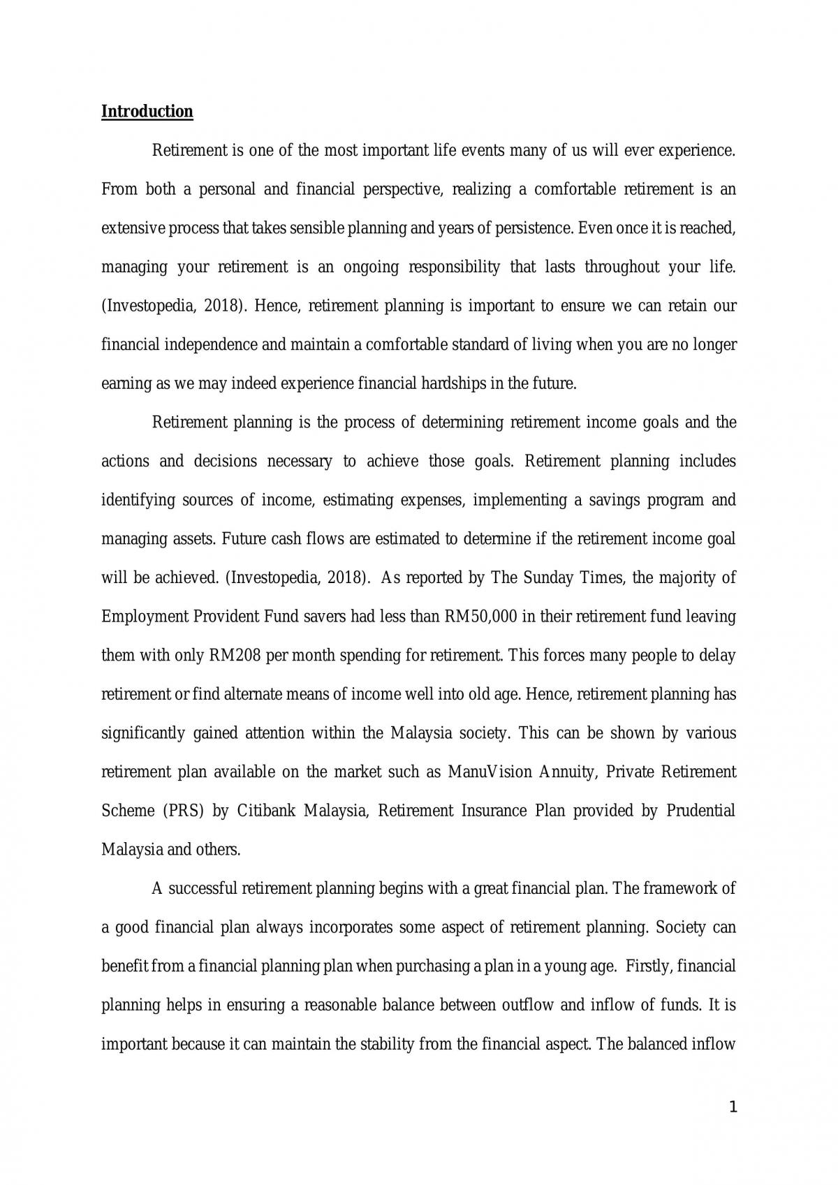 Introduction to Risk Management Assignment - Page 1
