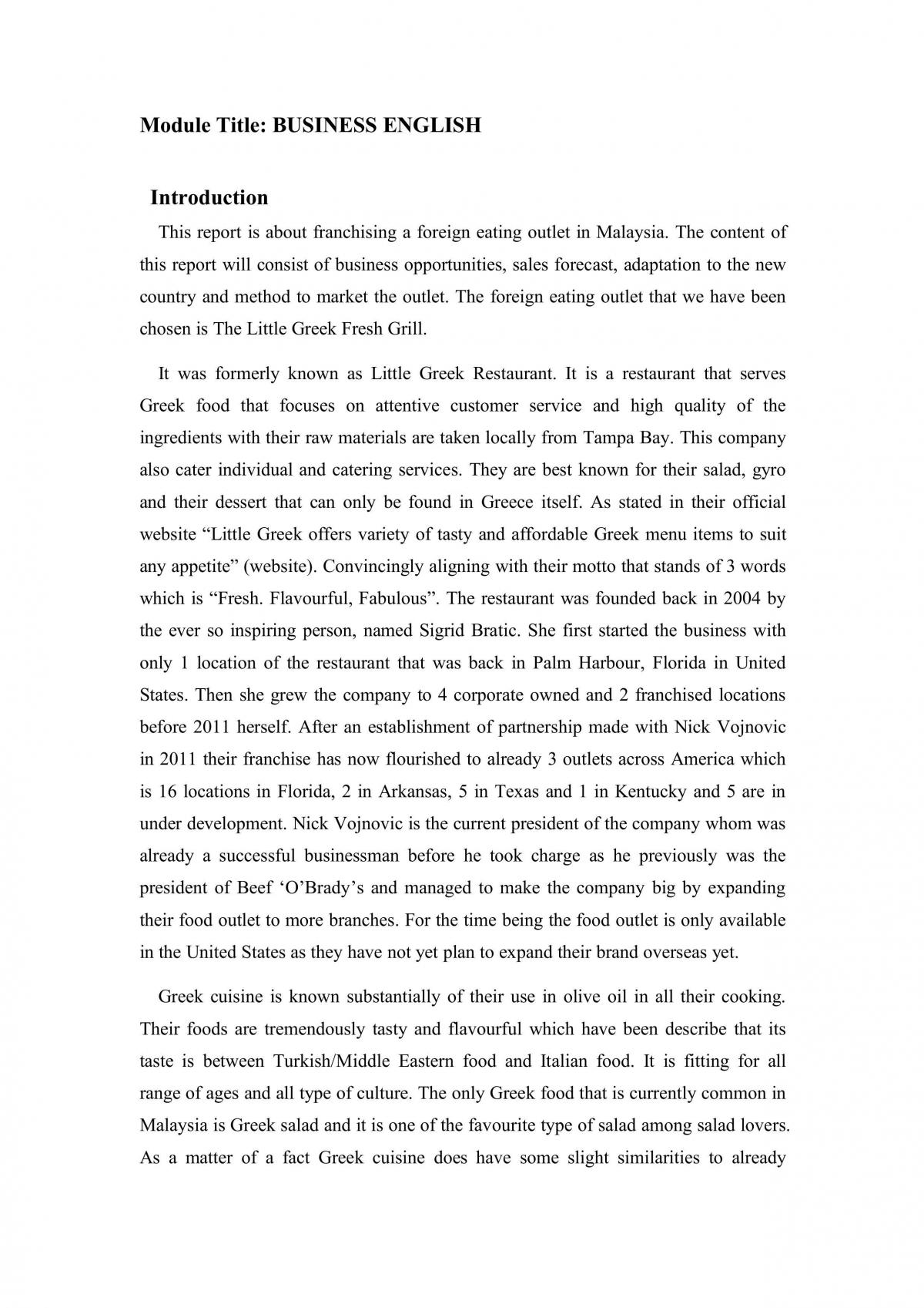 Business English Report ENG2153 Business English II Sunway