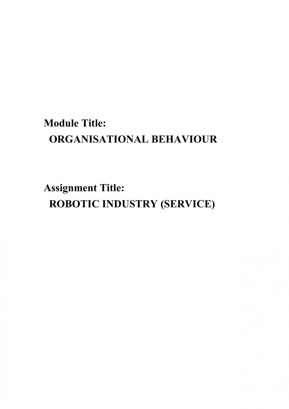 Robotic Industry (Service) - Page 1