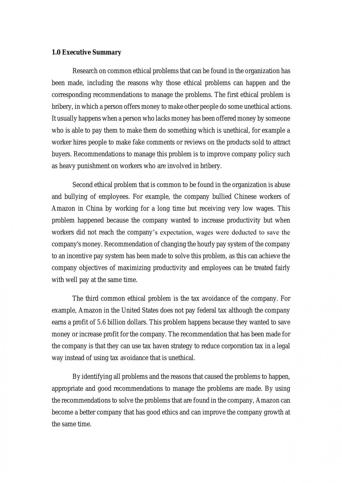 Essay discussing ethics problems and recommendations on Amazon - Page 1