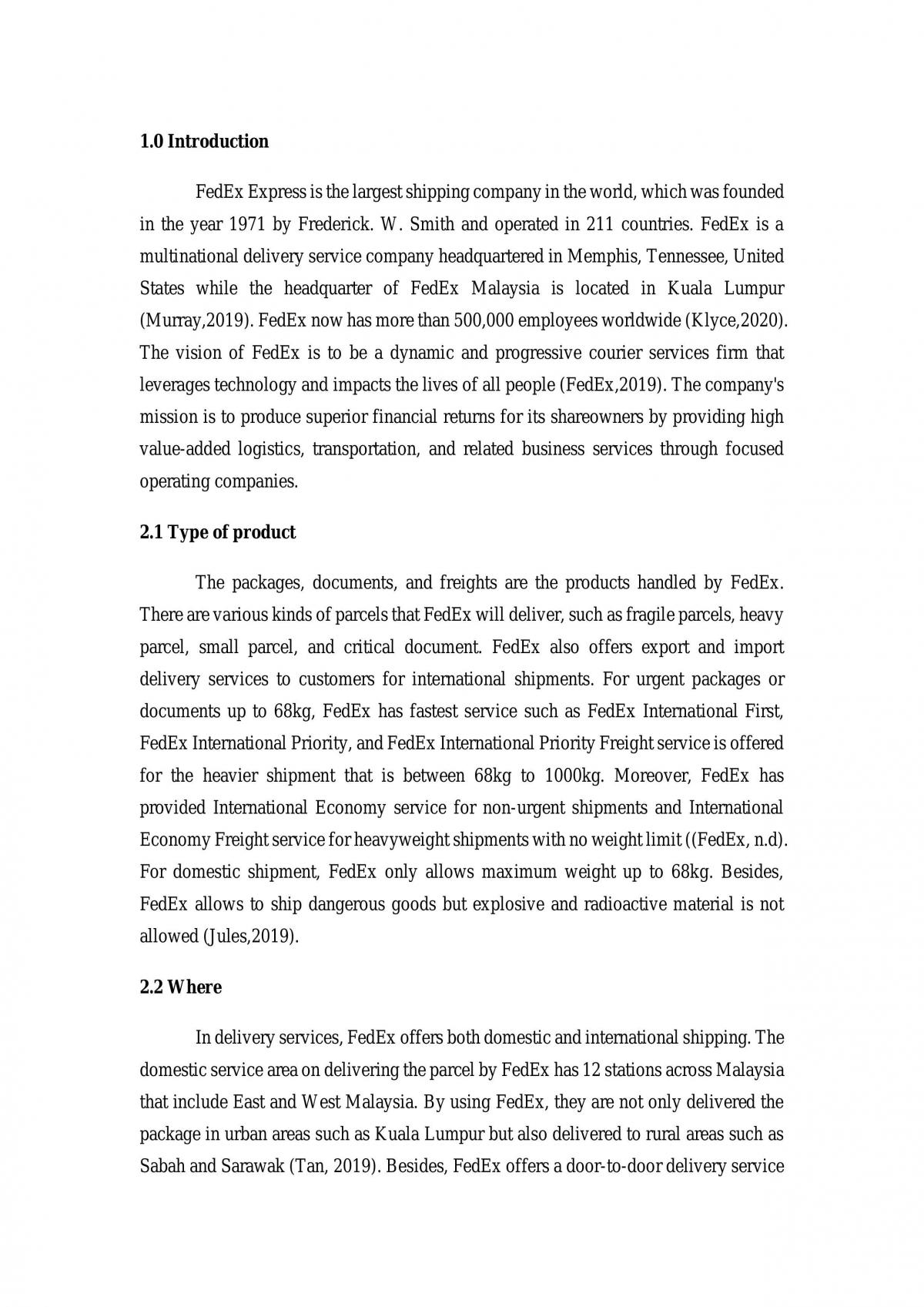 Essay discussing distribution management of FedEx Express - Page 1
