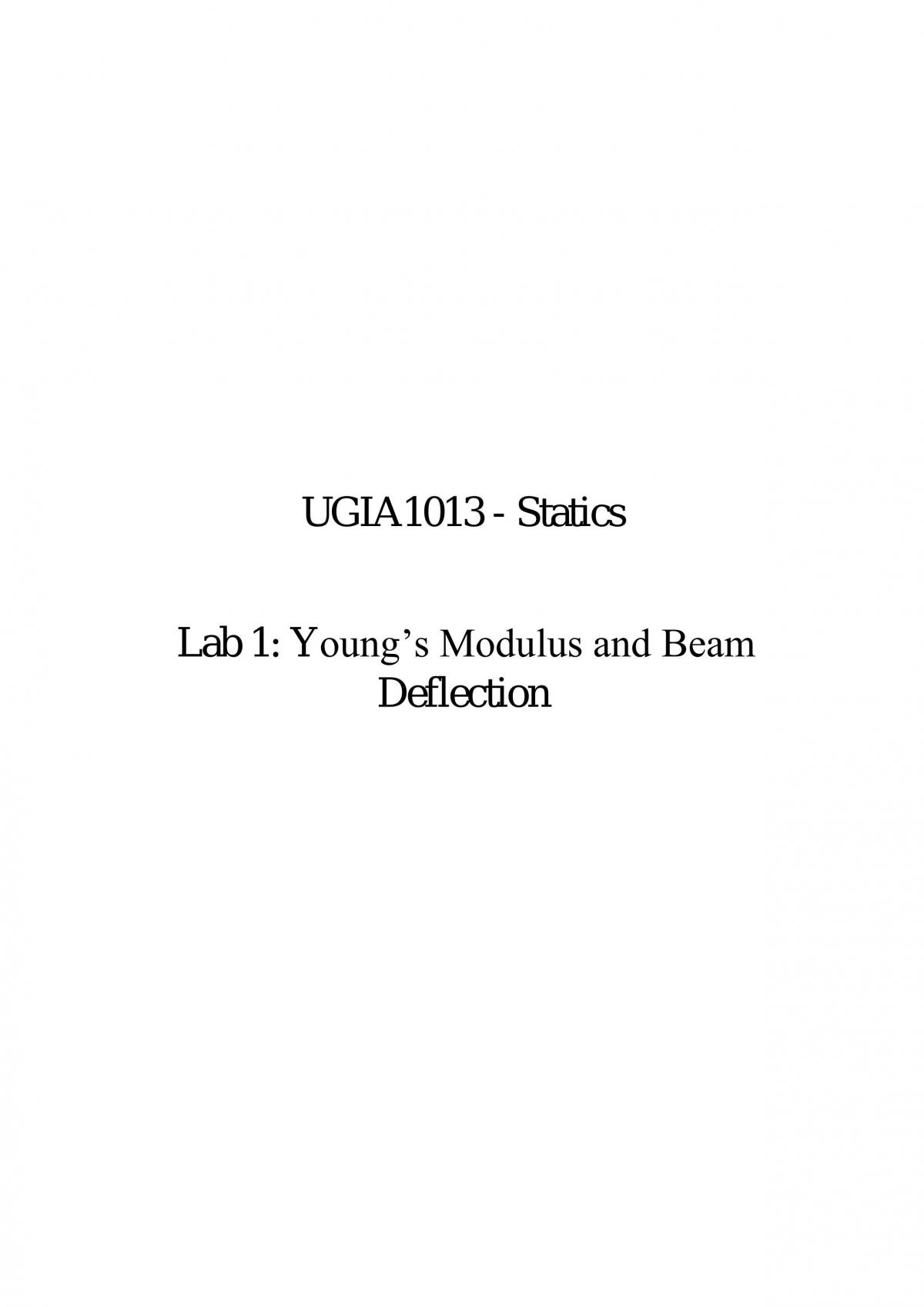 Lab 1: Young's Modulus and Beam Deflection - Page 1