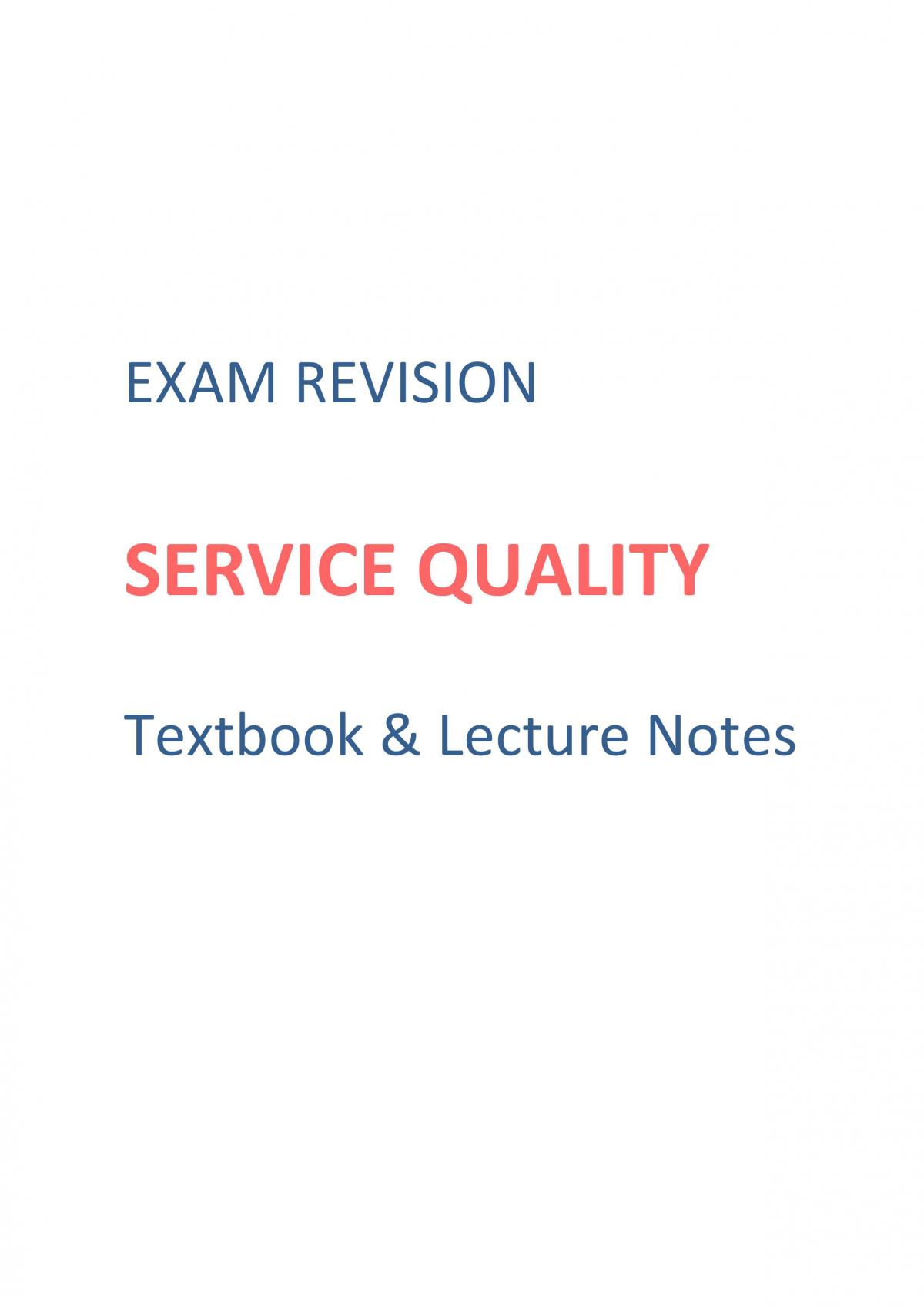 Service Quality Textbook Summary and Lecture Notes - Page 1