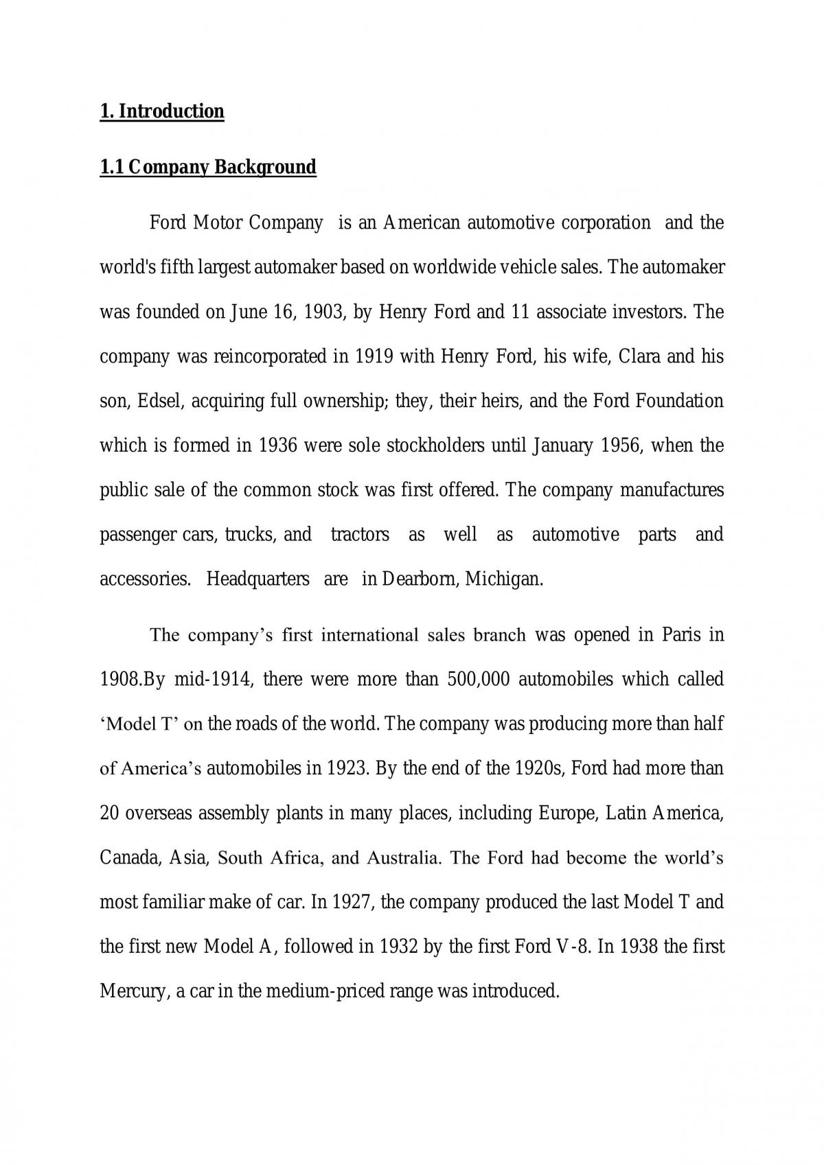 FHBM1114 Management - Full Assignment (Ford Motor) - Page 1