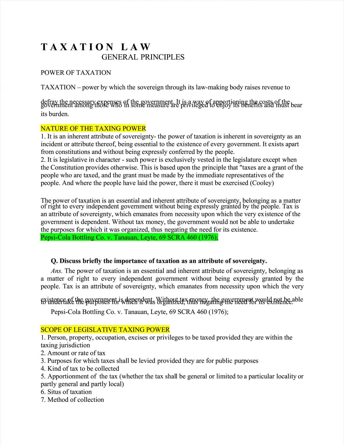 Taxation I Notes - Page 1