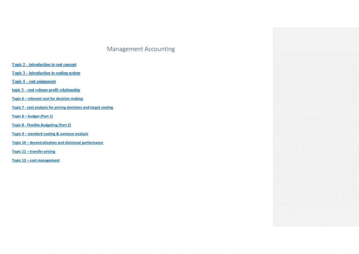 Management accounting  notes - Page 1