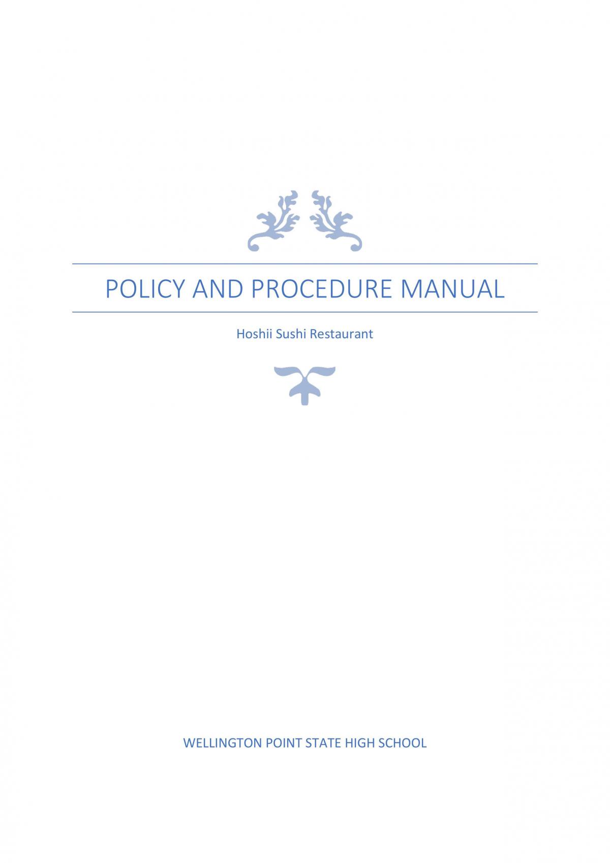 Policy and Procedure Manual for Sushi Restaurant - Page 1