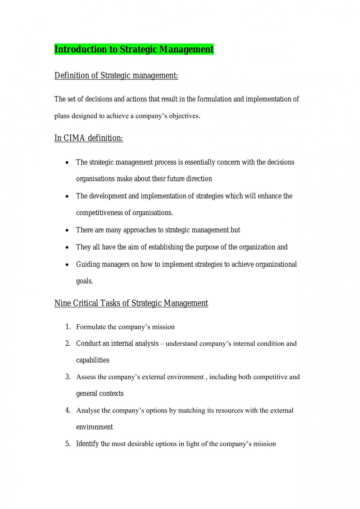 Strategic Management & Project Notes - Page 1