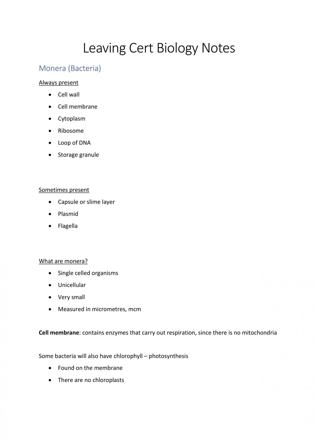 Biology Notes - Page 1