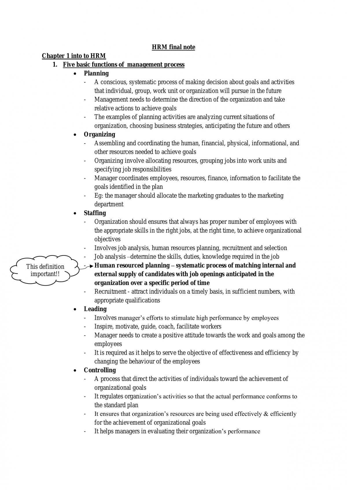 Principles of Human Resource Management Notes - Page 1