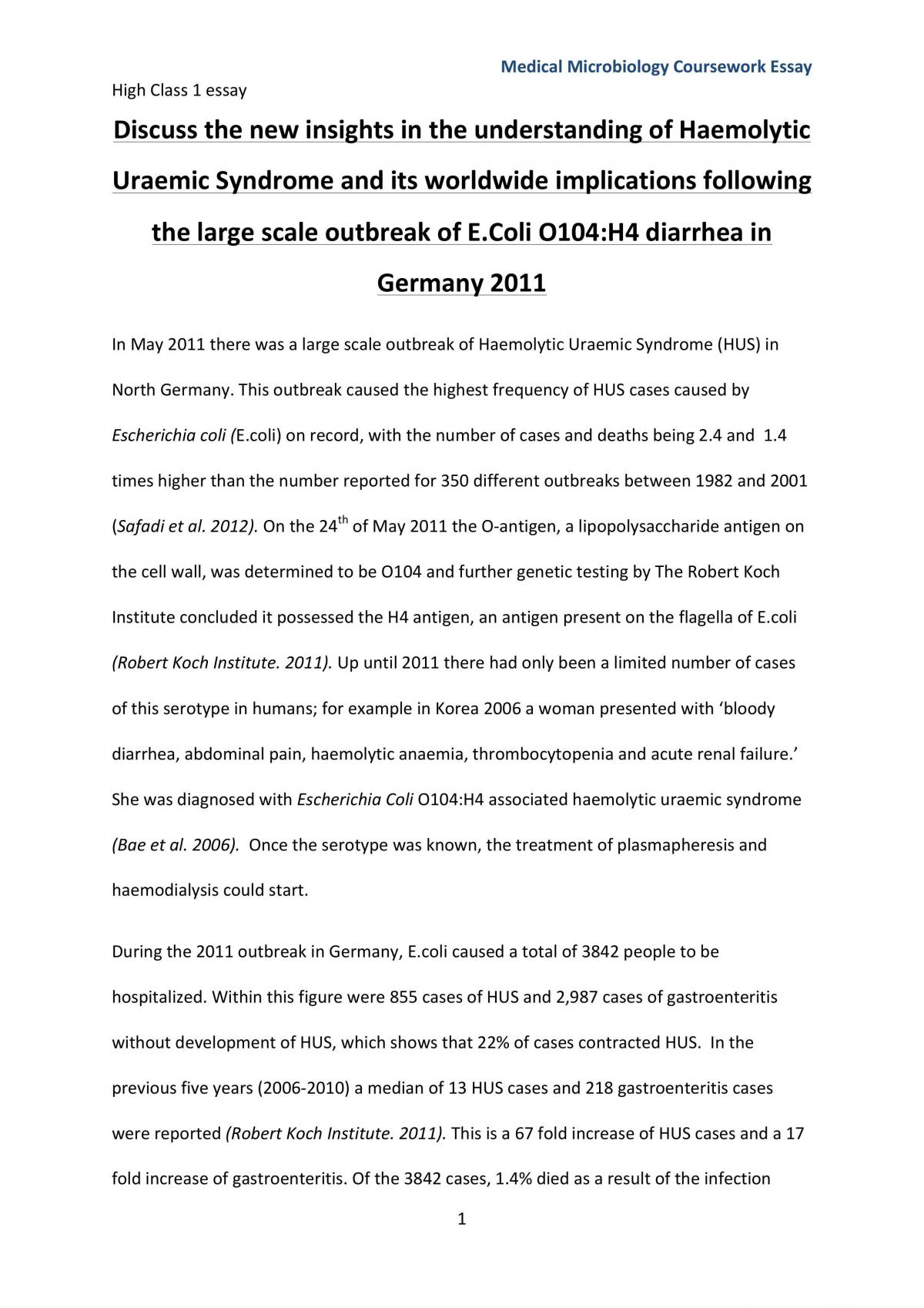 E-Coli Essay - Page 1