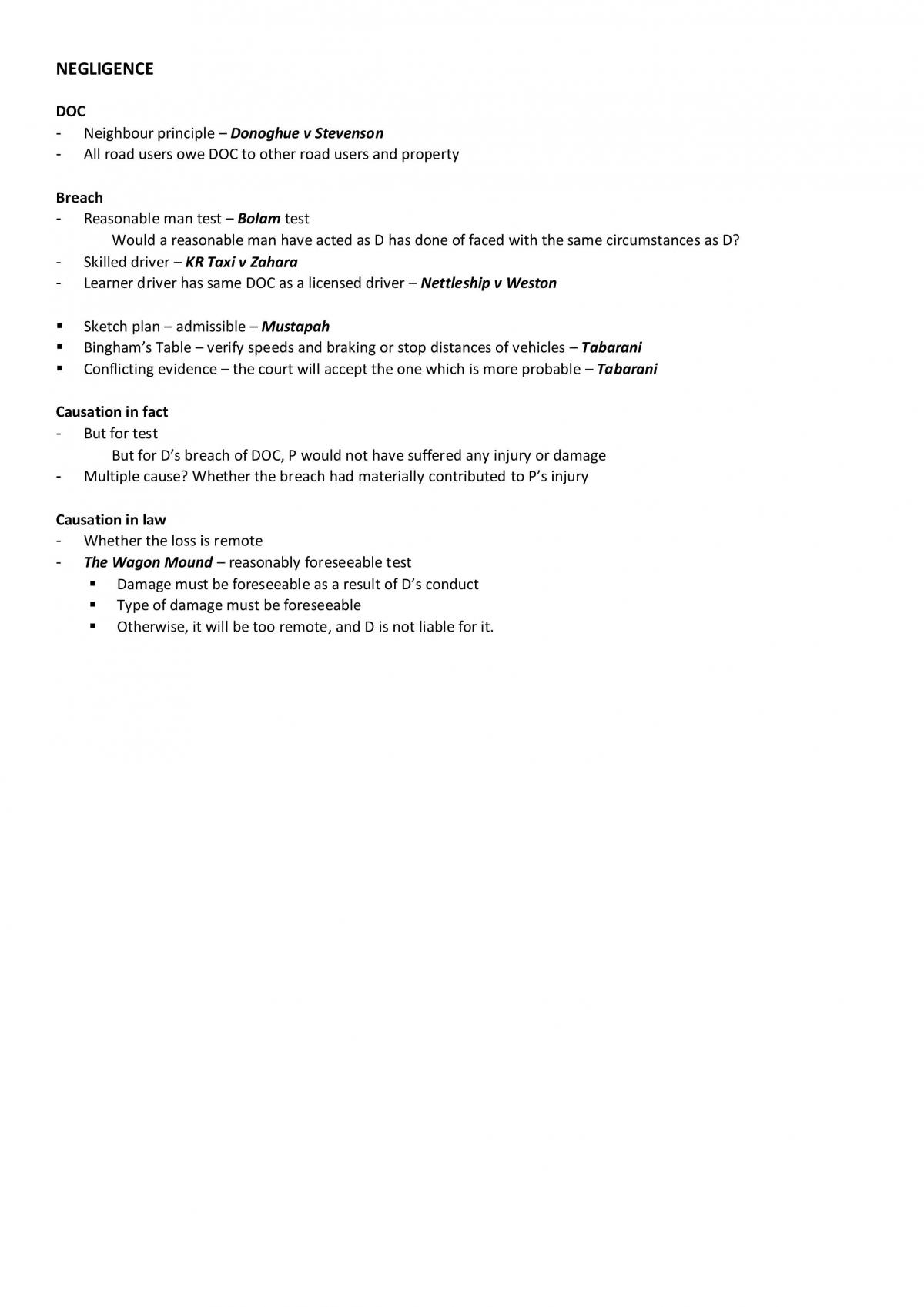 Tort Law CLP Notes - Page 1