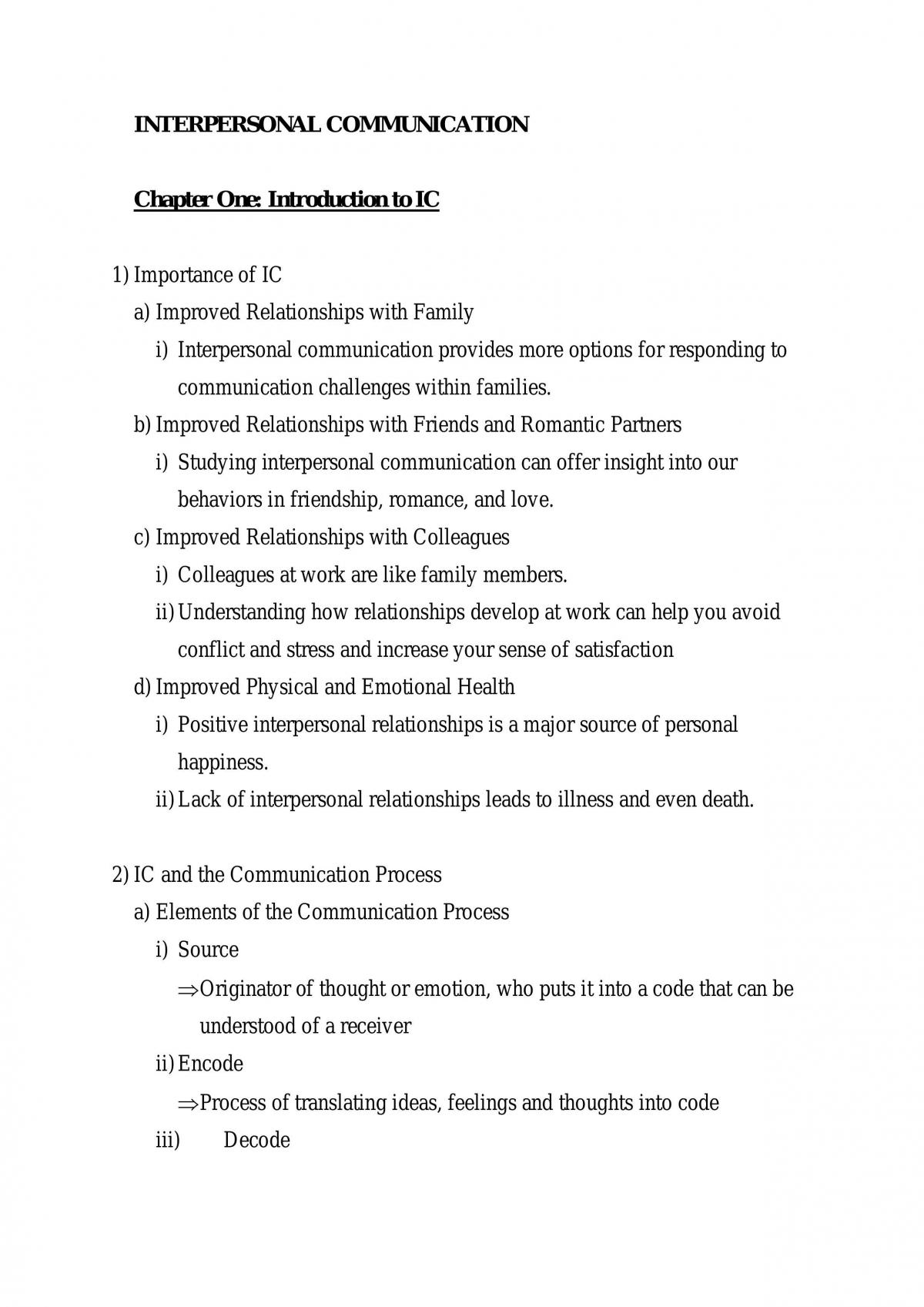 FIA 3131 Interpersonal Communication Notes - Page 1