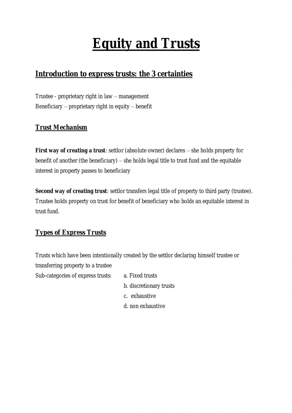 Equity and Trusts Notes - Page 1