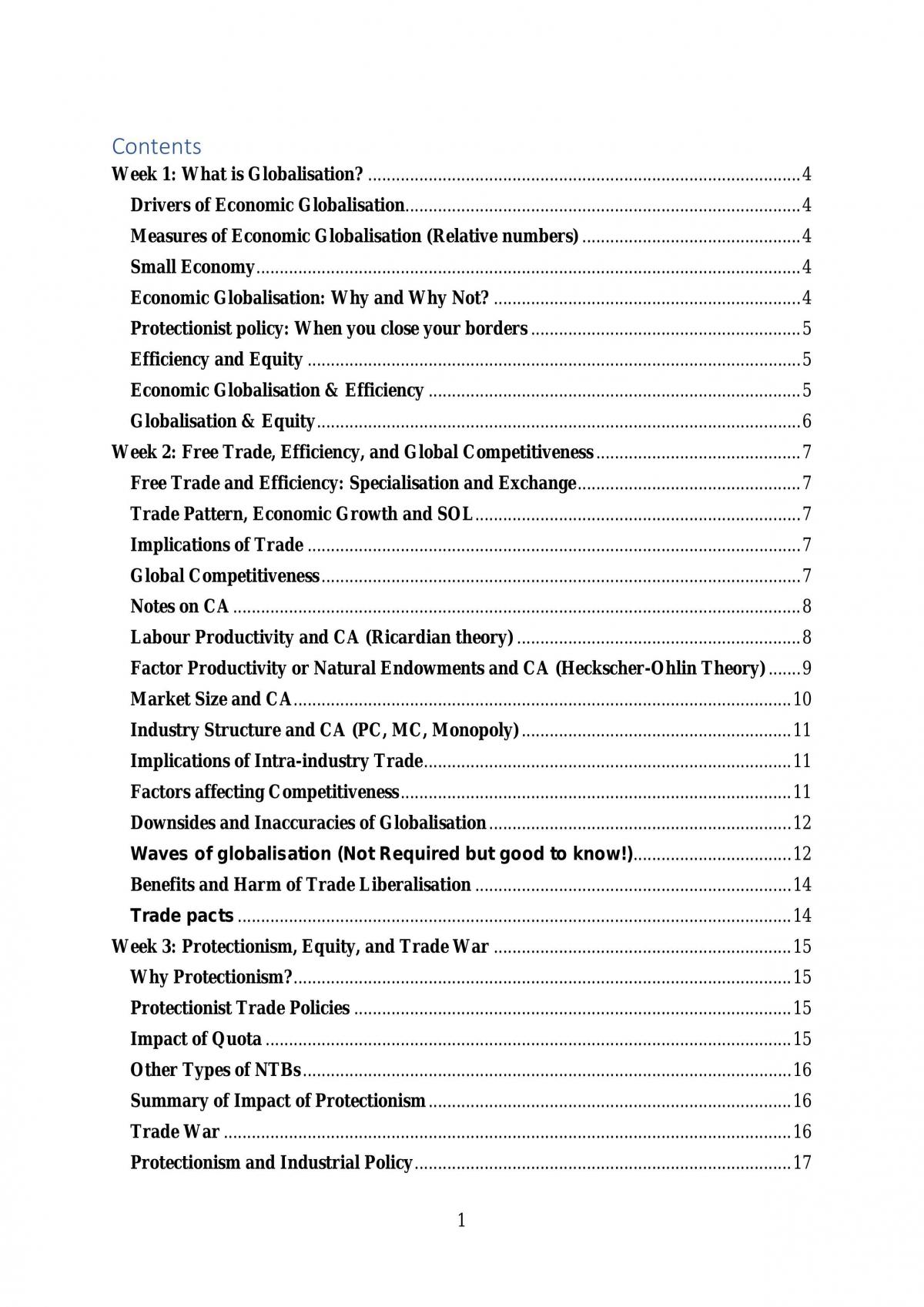 Economics of Globalisation Compiled Notes - Page 1